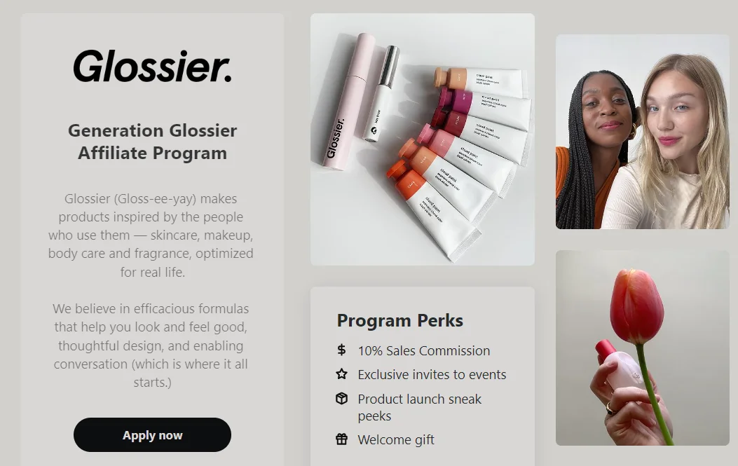Glossier affiliate program criteria - Dig & Dig